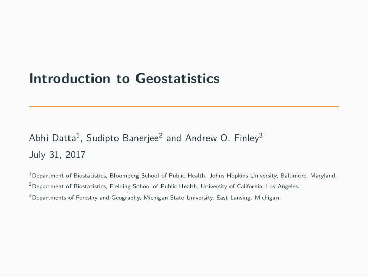 introduction to geostatistics