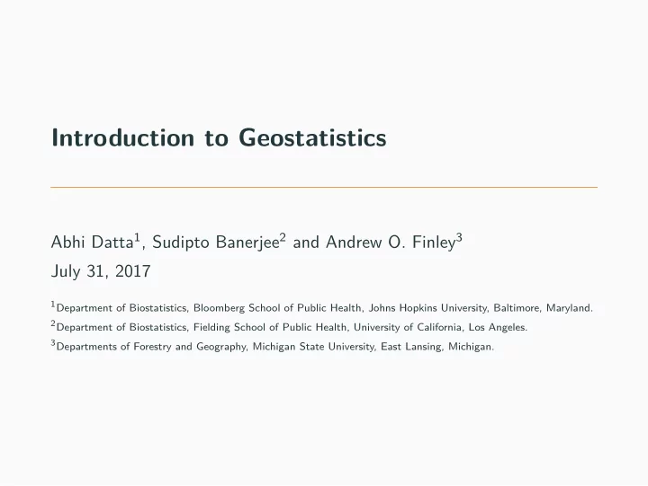 introduction to geostatistics
