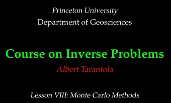 Course on Inverse Problems  Albert Tarantola  Lesson VIII: Monte Carlo Methods  Monte Carlo