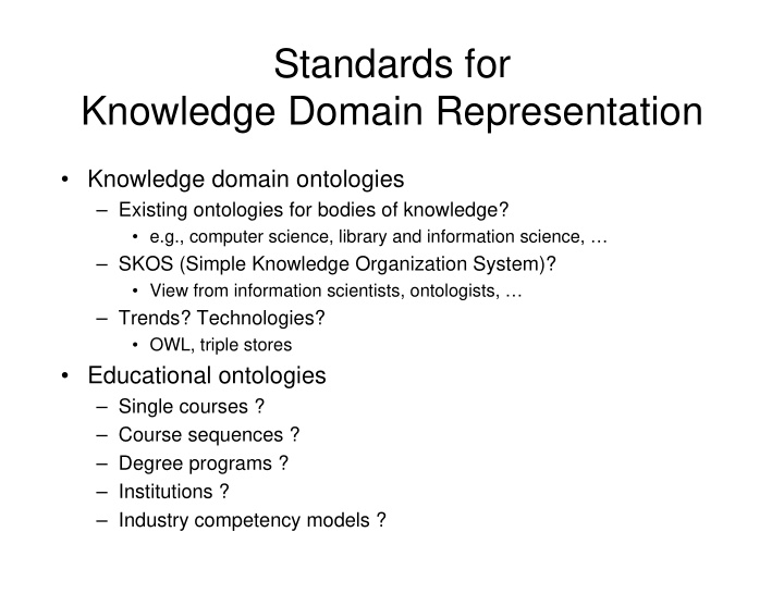 standards for knowledge domain representation