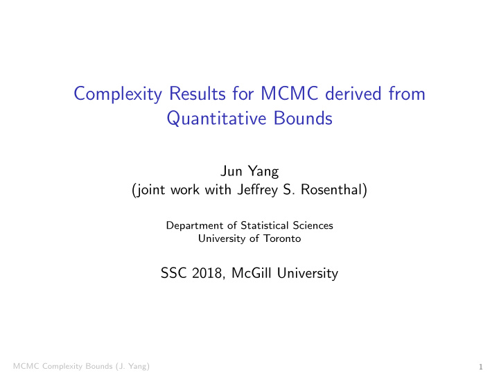 complexity results for mcmc derived from quantitative