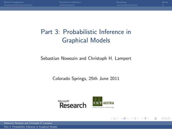 part 3 probabilistic inference in graphical models