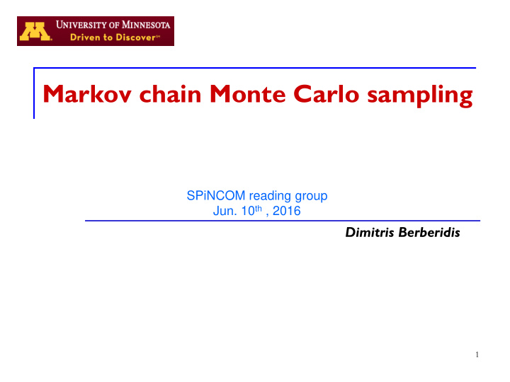 markov chain monte carlo sampling