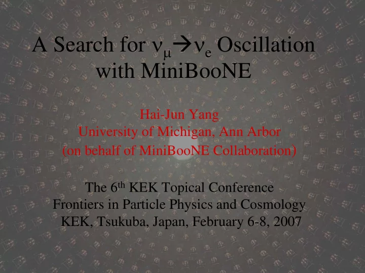 a search for e oscillation with miniboone