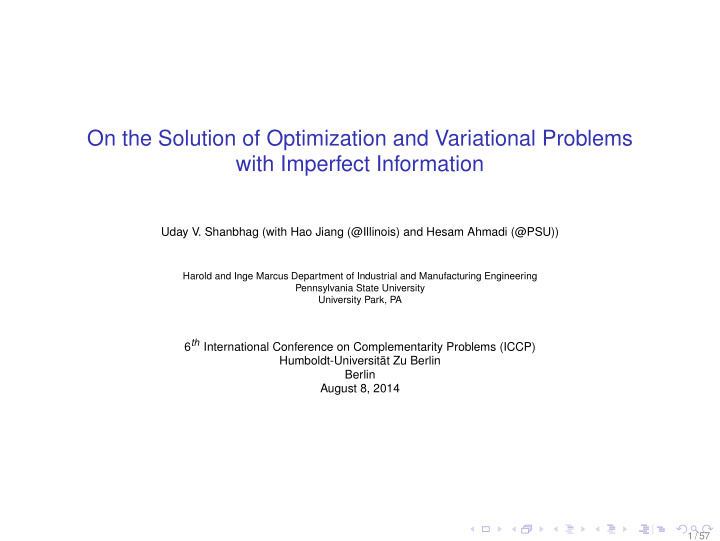 on the solution of optimization and variational problems