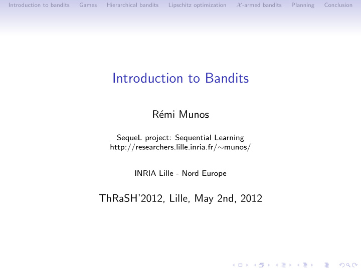 introduction to bandits