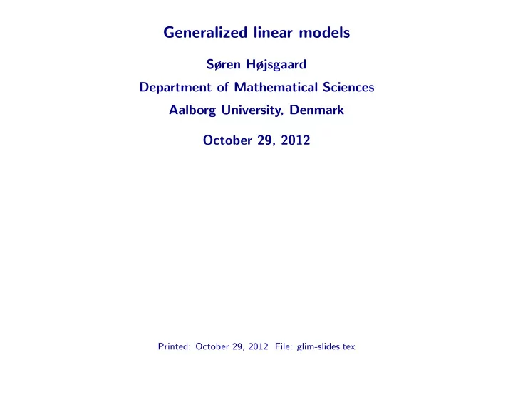 generalized linear models