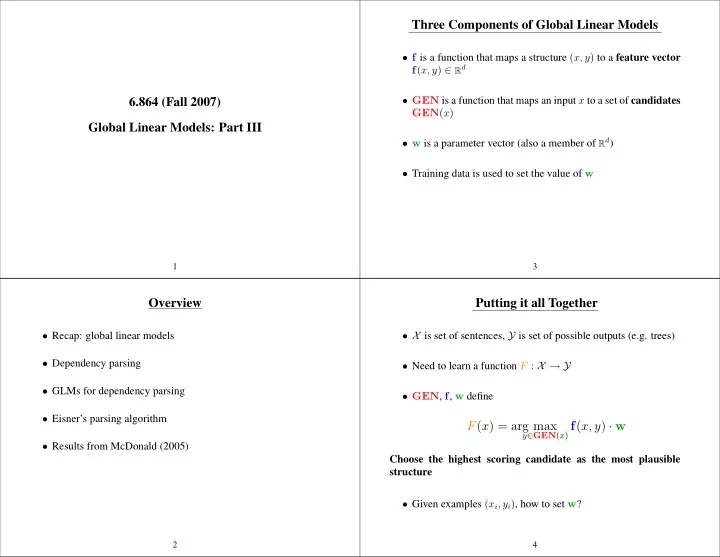 three components of global linear models