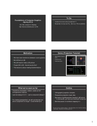 1  Projections  Orthographic Projection  Projections  Orthographic Projection  To lower