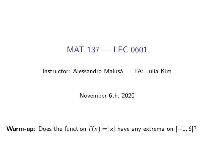 mat 137 lec 0601