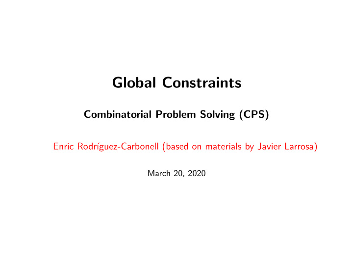 global constraints