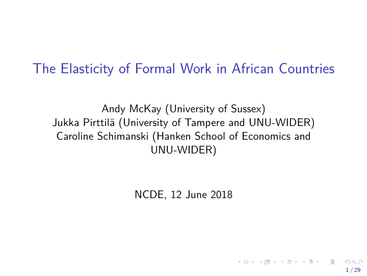 the elasticity of formal work in african countries