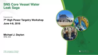 SNS Core Vessel Water  Leak Saga  Presented at the 7 th High Power Targetry Workshop  June 4-8,