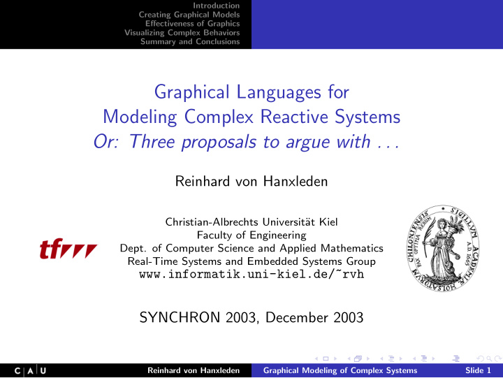 graphical languages for modeling complex reactive systems