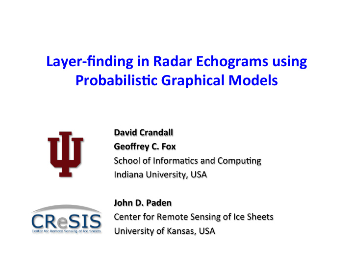 layer finding in radar echograms using probabilis8c