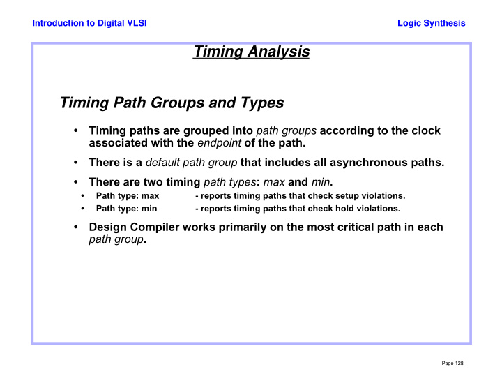 timing analysis timing path groups and types