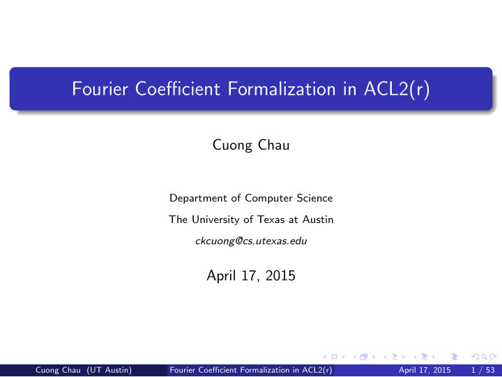fourier coefficient formalization in acl2 r