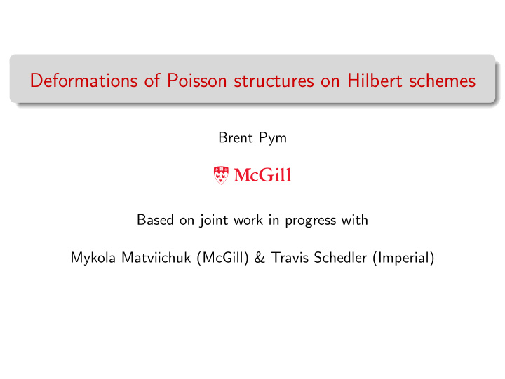 deformations of poisson structures on hilbert schemes