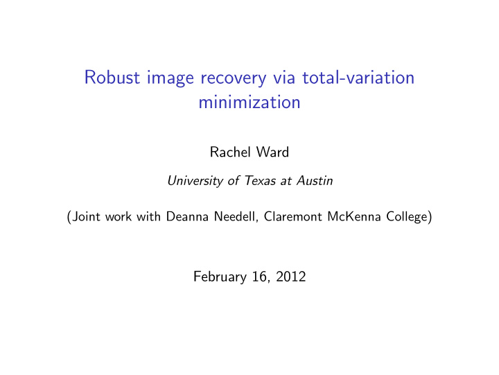 robust image recovery via total variation minimization