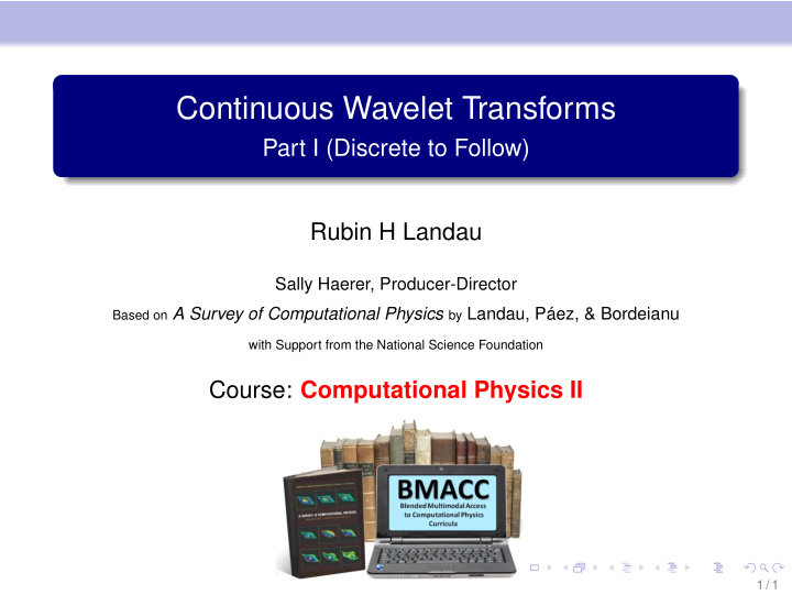 continuous wavelet transforms