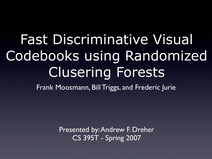 fast discriminative visual codebooks using randomized