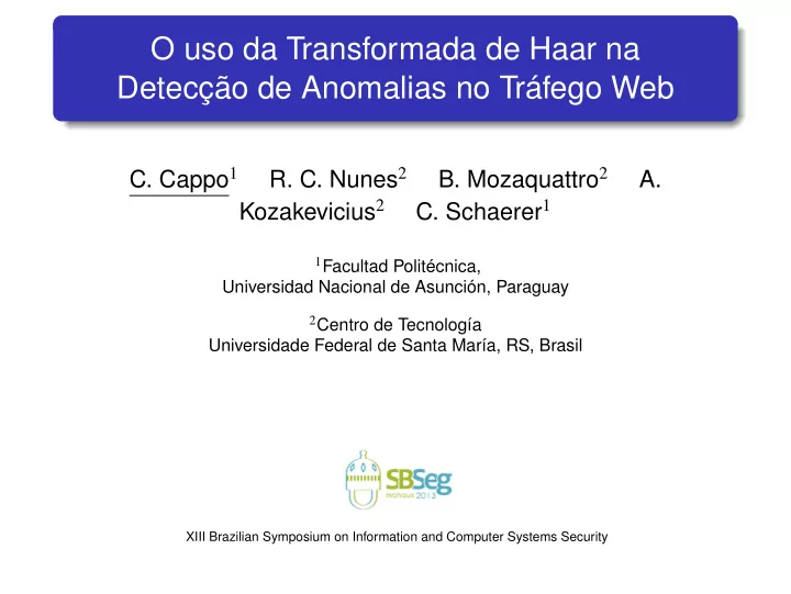 o uso da transformada de haar na detec o de anomalias no