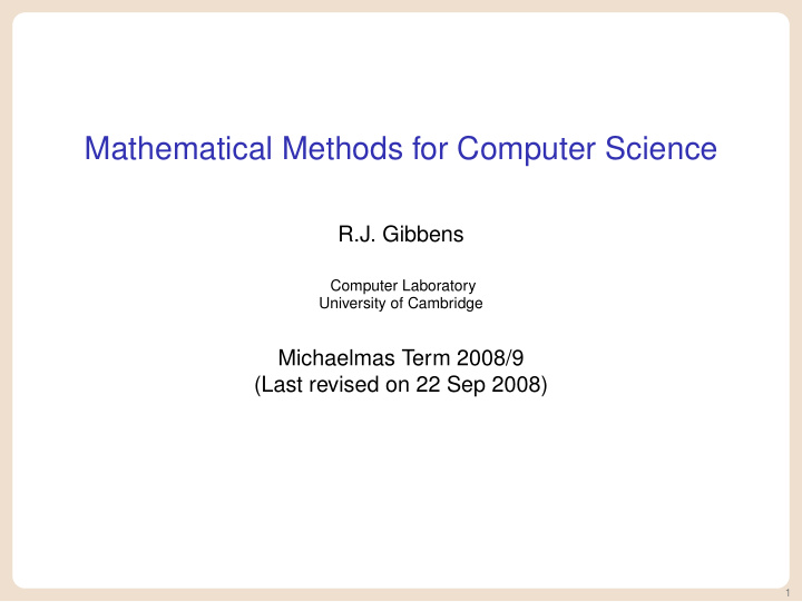 mathematical methods for computer science