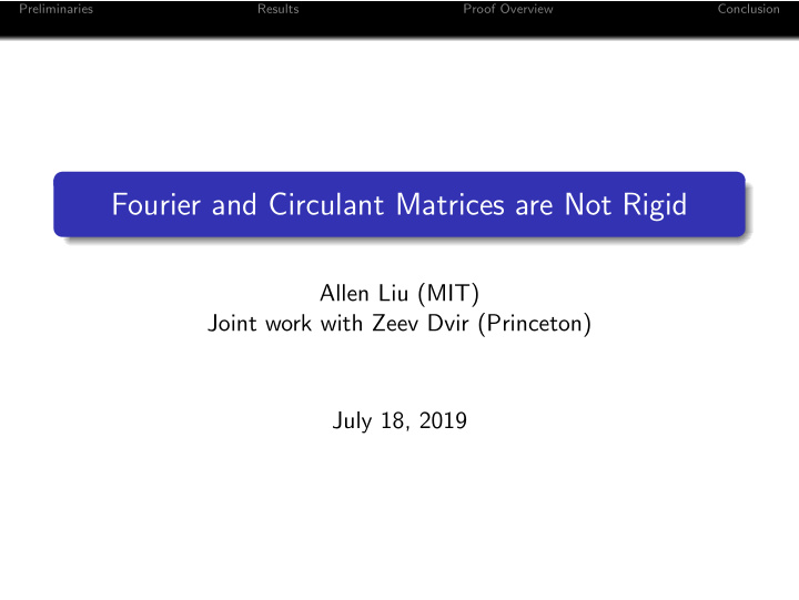 fourier and circulant matrices are not rigid