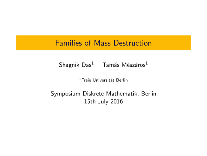 families of mass destruction