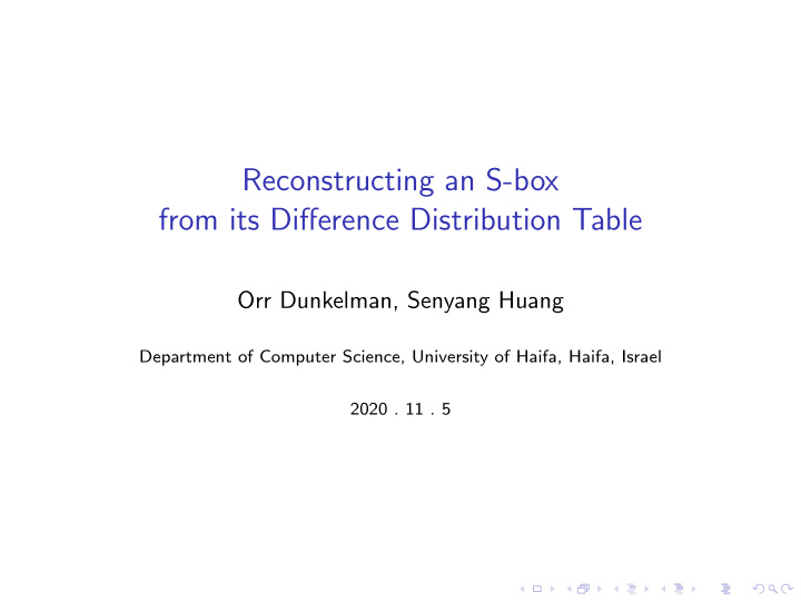 reconstructing an s box from its difference distribution