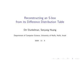 Reconstructing an S-box  from its Difference Distribution Table  Orr Dunkelman, Senyang Huang