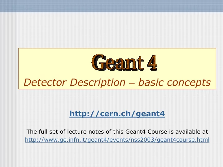 detector description basic concepts