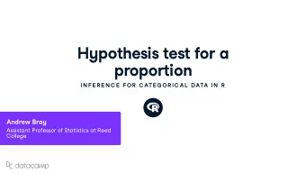 H y pothesis test for a  proportion  IN FE R E N C E  FOR  C ATE G OR IC AL  DATA IN  R Andre w Bra