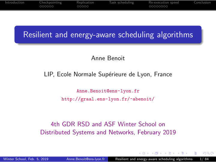 resilient and energy aware scheduling algorithms