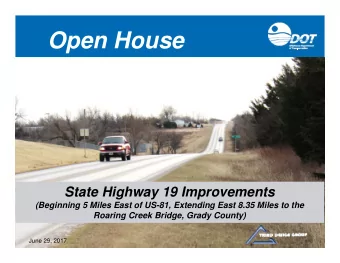 Open House  State Highway 19 Improvements  (Beginning 5 Miles East of US-81, Extending East 8.35