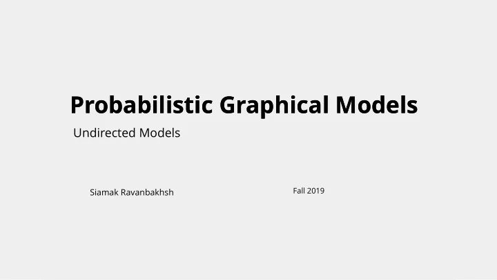 probabilistic graphical models probabilistic graphical
