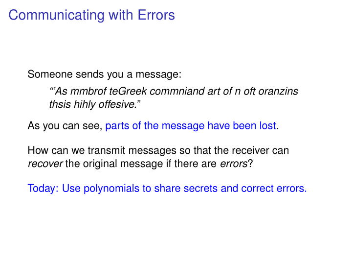 communicating with errors