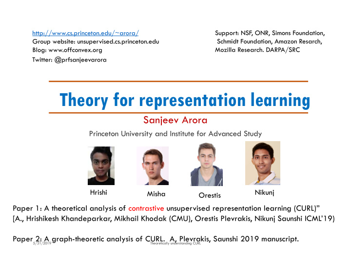 theory for representation learning