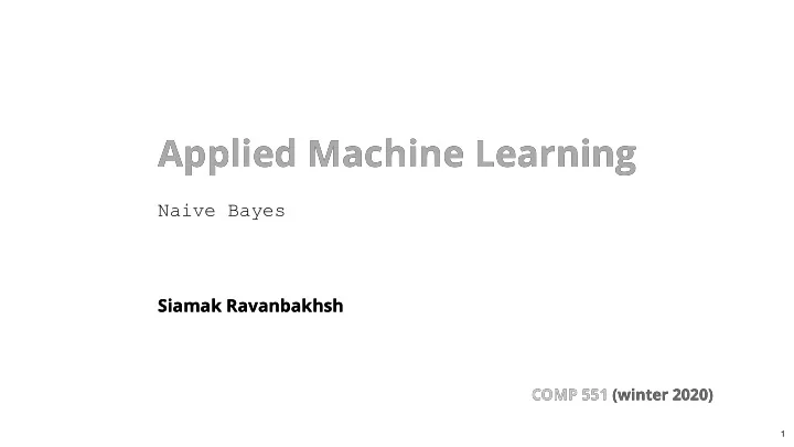 applied machine learning applied machine learning