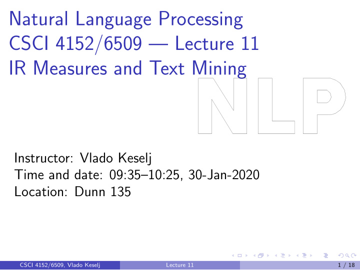 natural language processing csci 4152 6509 lecture 11 ir