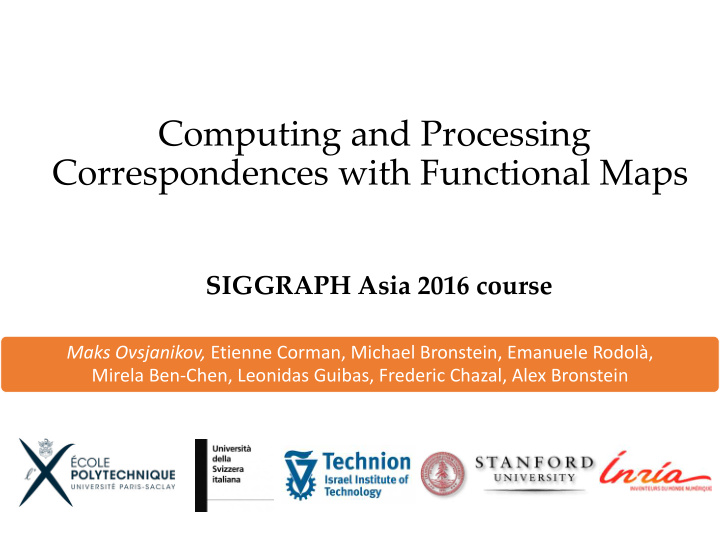 computing and processing correspondences with functional