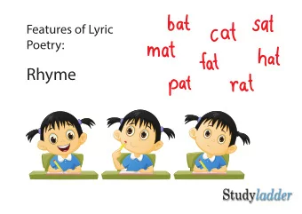 Rhyme  Rhyme  The ike sound in the final  words of line 1 and 2 repeat.  Lyric poetry is the