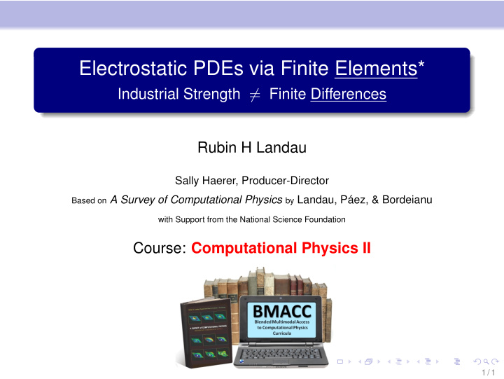 electrostatic pdes via finite elements
