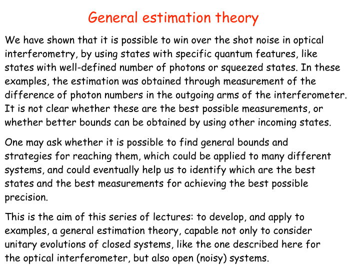 general estimation theory