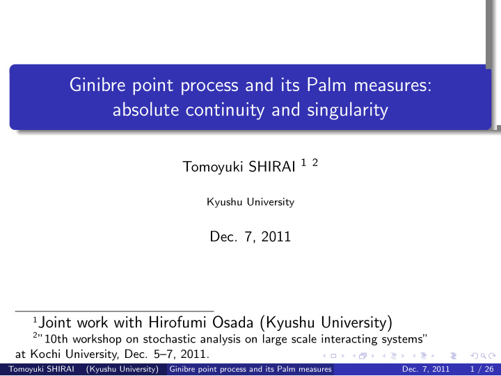 ginibre point process and its palm measures absolute