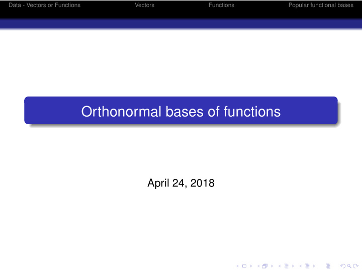 orthonormal bases of functions