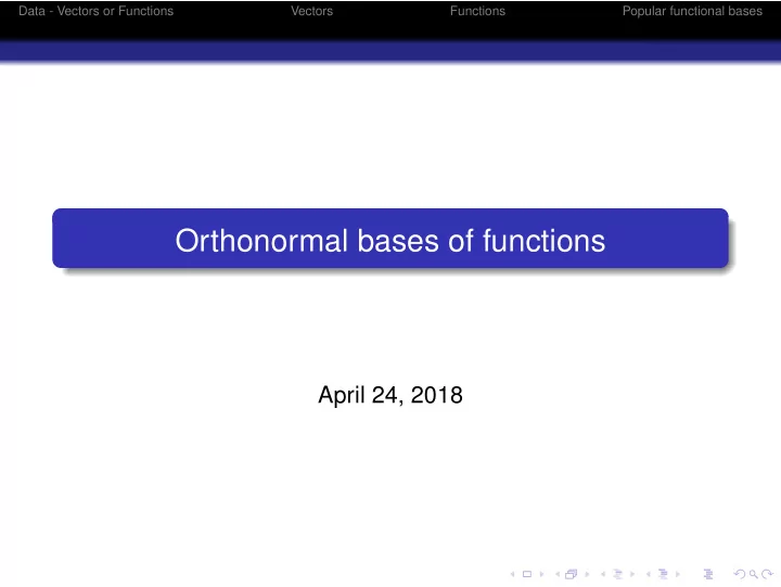 orthonormal bases of functions
