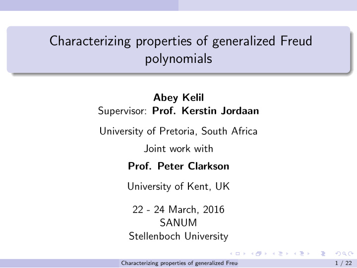 characterizing properties of generalized freud polynomials