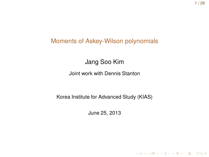 moments of askey wilson polynomials jang soo kim