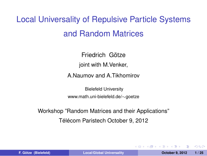 local universality of repulsive particle systems and